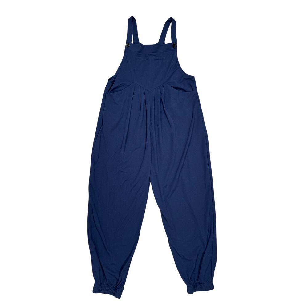 Halara Sleeveless Pocket Overalls Jumpsuit L Blue Romper Slouchy Athleisure